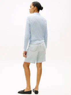 naisten neulepusero, CO CABLE C-NK LS SWEATER>Tommy Hilfiger Best