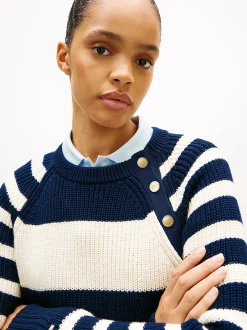 naisten neulepusero Gold Btn Utility LS C-NK SWT,><noscript><img width=