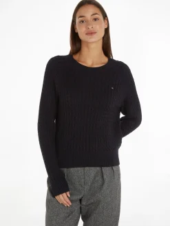 naisten neule, CO MINI CABLE C-NECK SWEATER>Tommy Hilfiger New