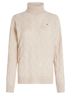 Naisten Neule, SOFT WOOL CABLE ROLL-NK SWEATER><noscript><img width=