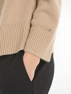 Naisten Neule, WOOL BLEND MOCK-NK SWEATER><noscript><img width=