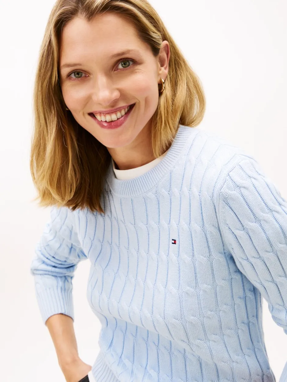 naisten neulepusero CO CABLE MID GG C-NK LS SWT,>Tommy Hilfiger New