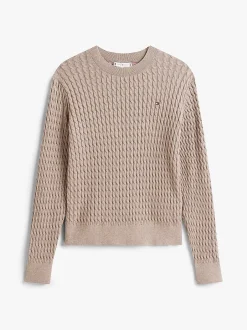 naisten neulepusero CO CABLE FINE GG C-NK LS SWEATER,>Tommy Hilfiger Clearance