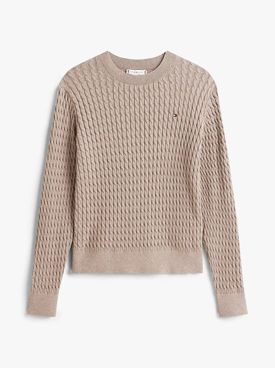 naisten neulepusero CO CABLE FINE GG C-NK LS SWEATER,>Tommy Hilfiger Clearance