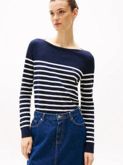 naisten neule, CO JERSEY STITCH LS BOATNECK SWEATER>Tommy Hilfiger New