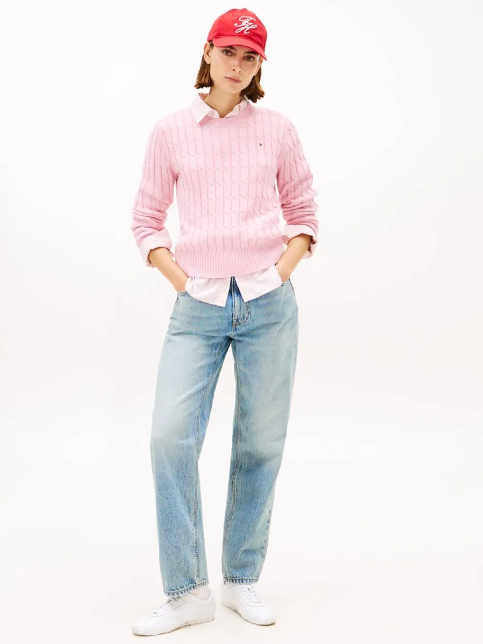 naisten neulepusero CO CABLE MID GG C-NK LS SWT,>Tommy Hilfiger Sale