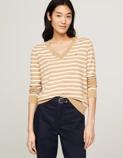 Naisten Paita, CO JERSEY STITCH V-NK SWEATER>Tommy Hilfiger Clearance