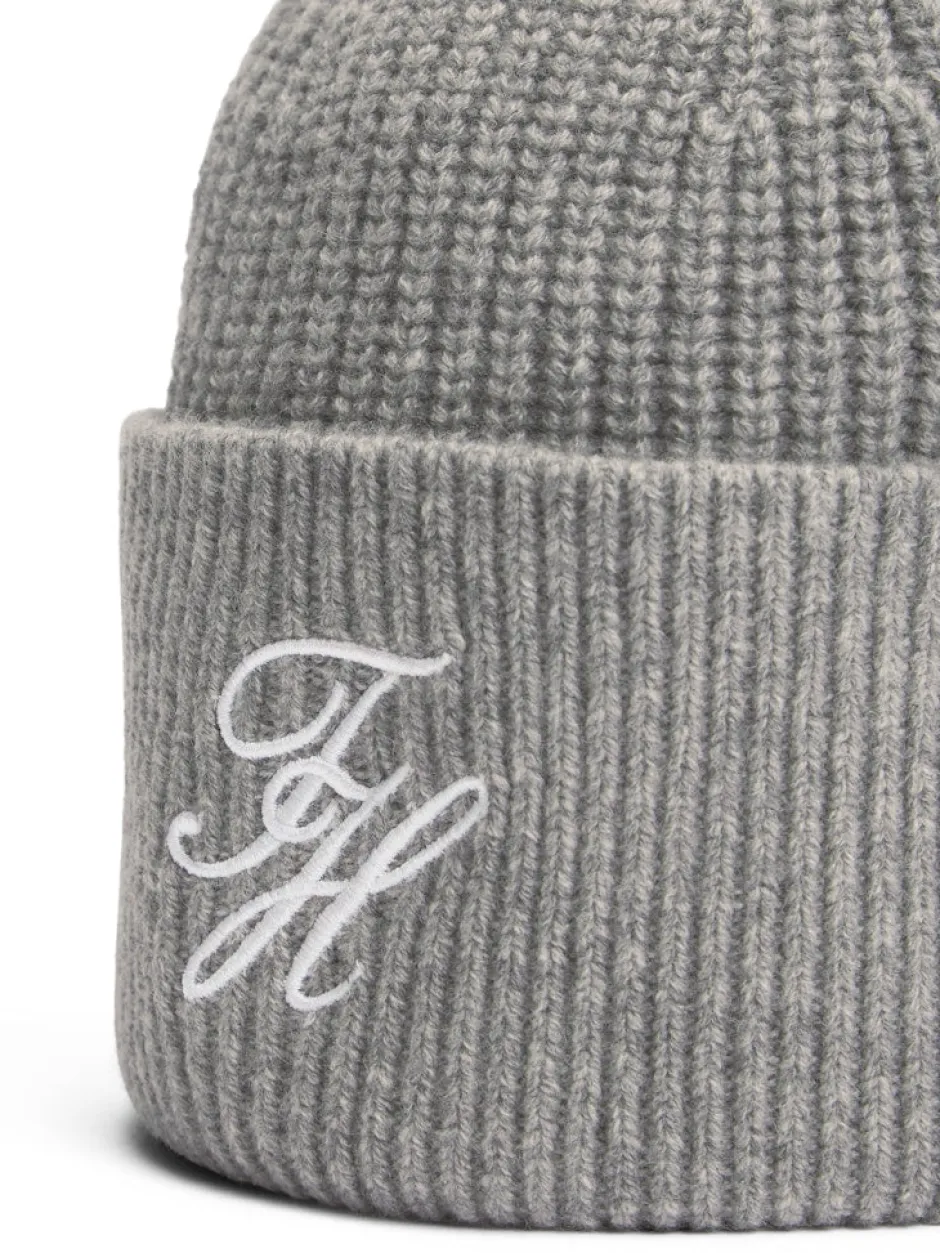 naisten pipo Tommy Script Cashmere Beanie, vaaleanharmaa>Tommy Hilfiger Online