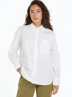Naisten Pusero, SOLID COTTON EASY FIT SHIRT>Tommy Hilfiger