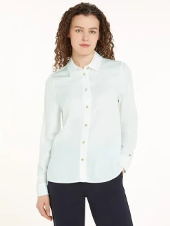 Naisten Pusero, GOLD BUTTON VISCOSE LS SHIRT>Tommy Hilfiger