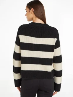 Naisten Raidallinen Neulepaita, CO CARDI STITCH C-NK SWT>Tommy Hilfiger New