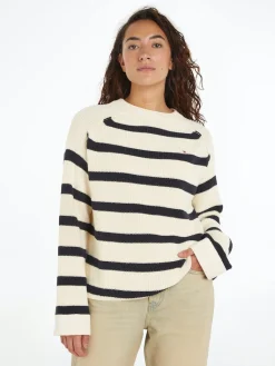 Naisten Raidallinen Neulepaita, CO CARDI STITCH C-NK SWT n>Tommy Hilfiger Best