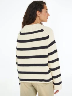 Naisten Raidallinen Neulepaita, CO CARDI STITCH C-NK SWT n>Tommy Hilfiger Best