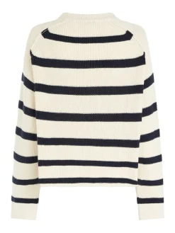 Naisten Raidallinen Neulepaita, CO CARDI STITCH C-NK SWT n><noscript><img width=