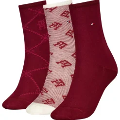 Naisten Sukat, WOMEN SOCK MONOGRAM GIFT BOX 3PK Punainen Kuosi>Tommy Hilfiger Discount