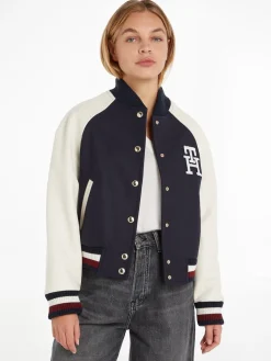 naisten takki, IMD LEATHER WOOL BLEND BOMBER>Tommy Hilfiger