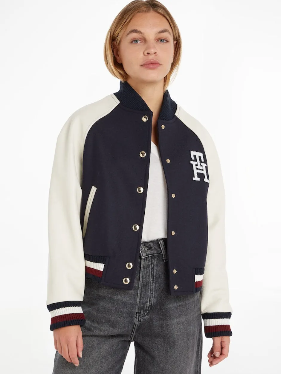 naisten takki, IMD LEATHER WOOL BLEND BOMBER>Tommy Hilfiger