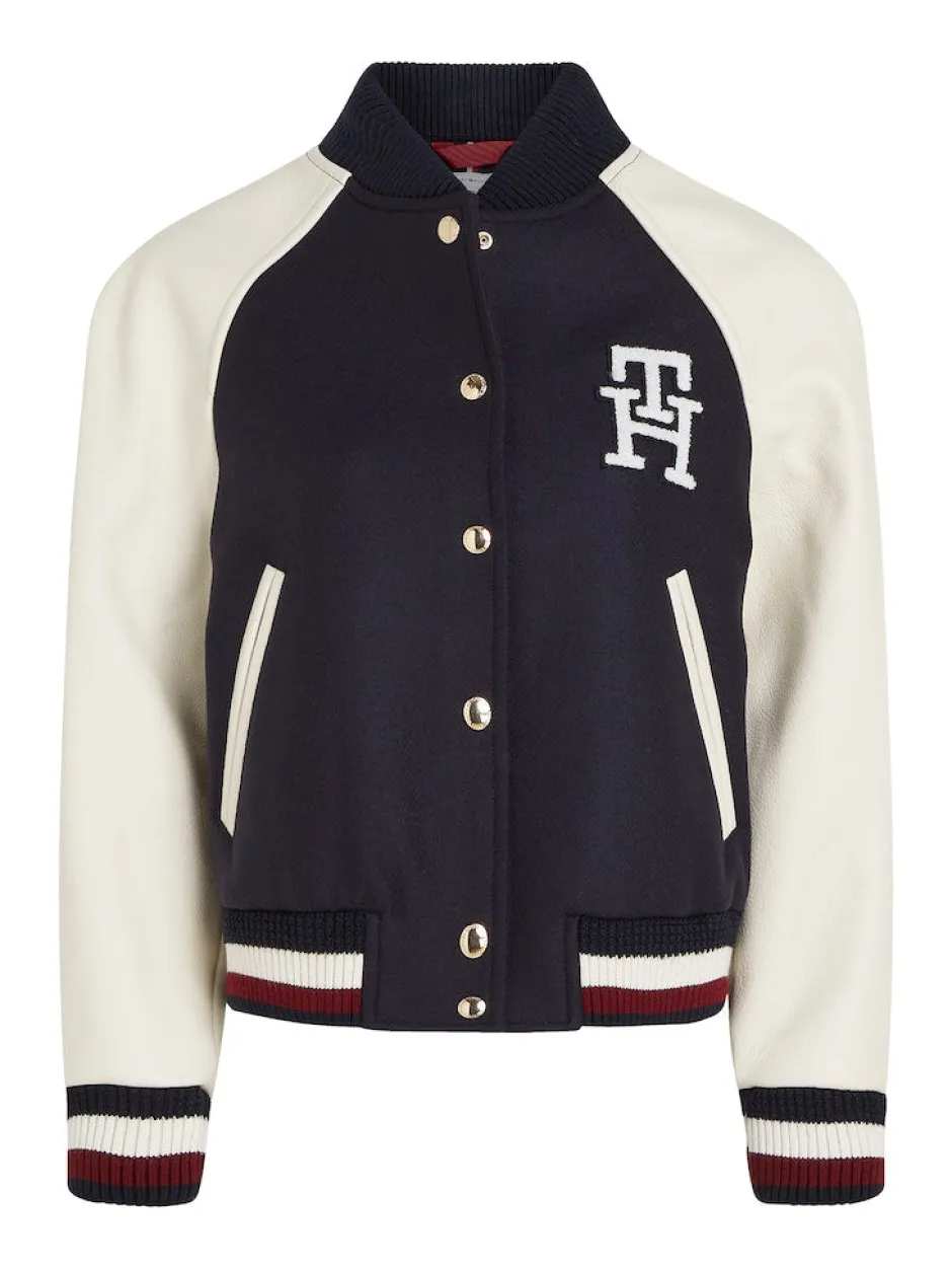 naisten takki, IMD LEATHER WOOL BLEND BOMBER>Tommy Hilfiger