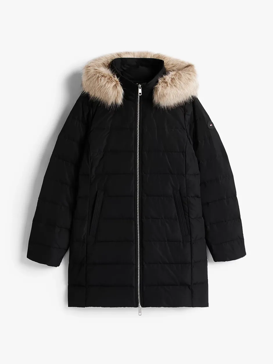 naisten takki MW DOWN SLIM COAT WITH,>Tommy Hilfiger