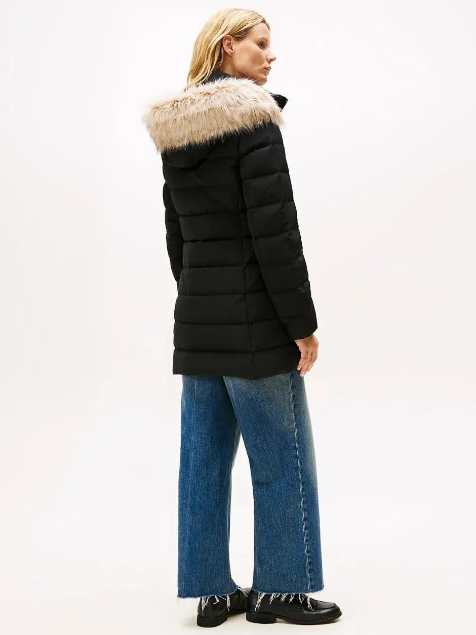 naisten takki MW DOWN SLIM COAT WITH,>Tommy Hilfiger