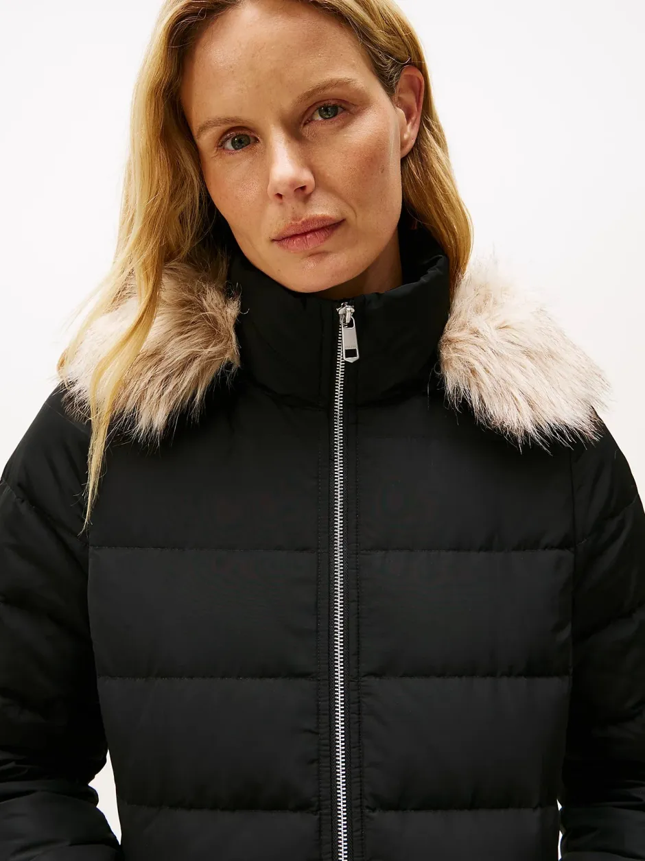 naisten takki MW DOWN SLIM COAT WITH,>Tommy Hilfiger