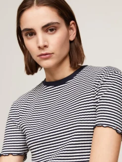 Naisten T-Paita, SLIM CTN MODAL RIB STP C NECK SS><noscript><img width=