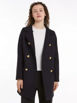 Naisten Villakangastakki, WOOL BLEND SLIM FUNNEL COAT>Tommy Hilfiger Best