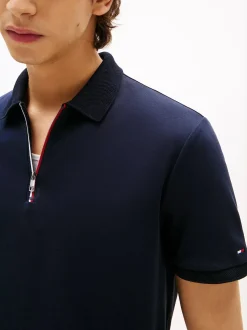 Regular Signature Zip Placket Polo Shirt>Tommy Hilfiger Discount