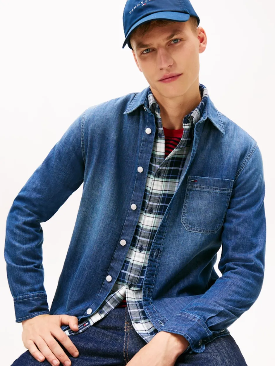 miesten farkkupaita TJM Denim Regular Fir Shirt EXT, sininen>Tommy Jeans Hot