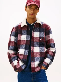 miesten flanellipaita, TJM CHECK TEDDY CLLR OVERSHIRT>Tommy Jeans Outlet