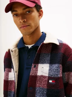 miesten flanellipaita, TJM CHECK TEDDY CLLR OVERSHIRT>Tommy Jeans Outlet