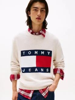 miesten neulepusero, TJM REG MELANGE FLAG SWEATER>Tommy Jeans New