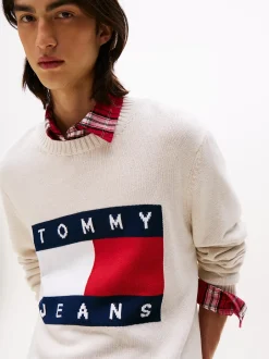 miesten neulepusero, TJM REG MELANGE FLAG SWEATER>Tommy Jeans New