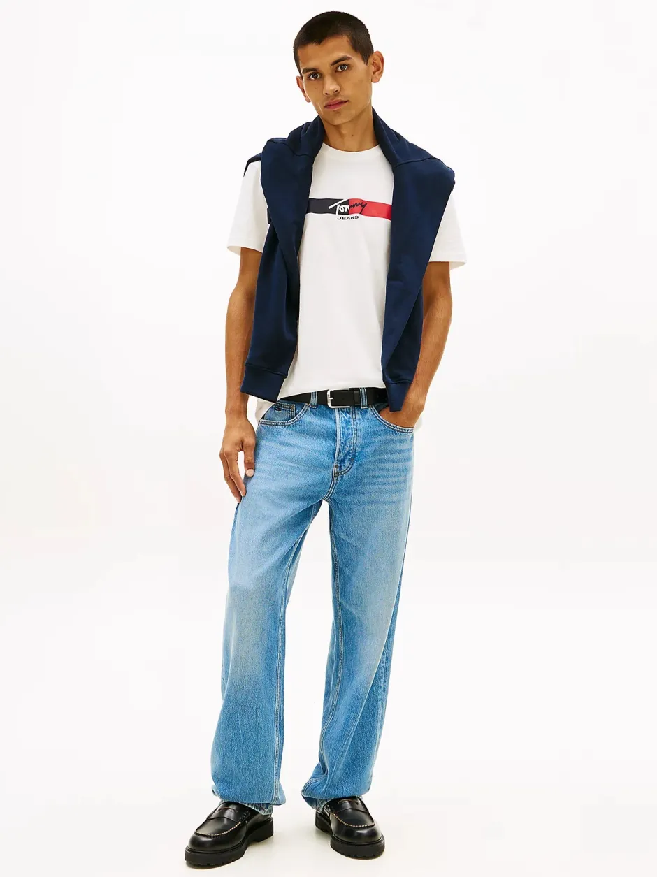 miesten t-paita TJM REG SIGNATURE STRIPE T EXT,>Tommy Jeans Outlet