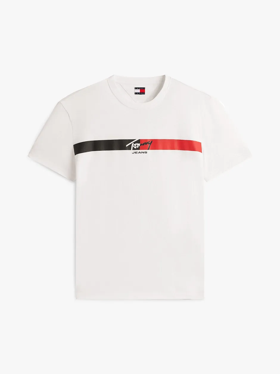 miesten t-paita TJM REG SIGNATURE STRIPE T EXT,>Tommy Jeans Outlet