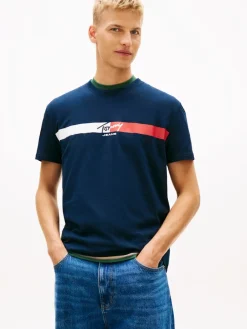 miesten t-paita TJM REG SIGNATURE STRIPE T EXT,>Tommy Jeans Discount