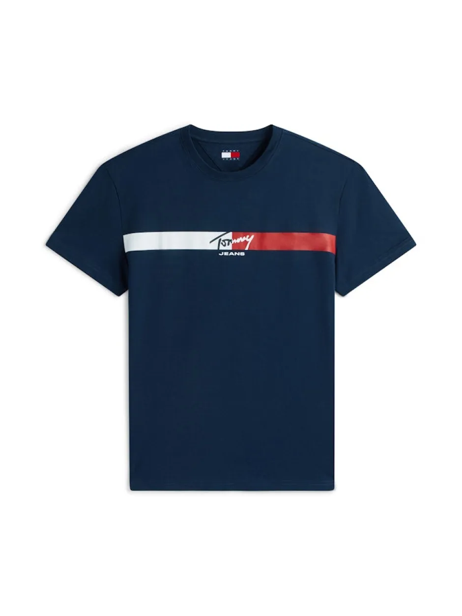 miesten t-paita TJM REG SIGNATURE STRIPE T EXT,>Tommy Jeans Discount
