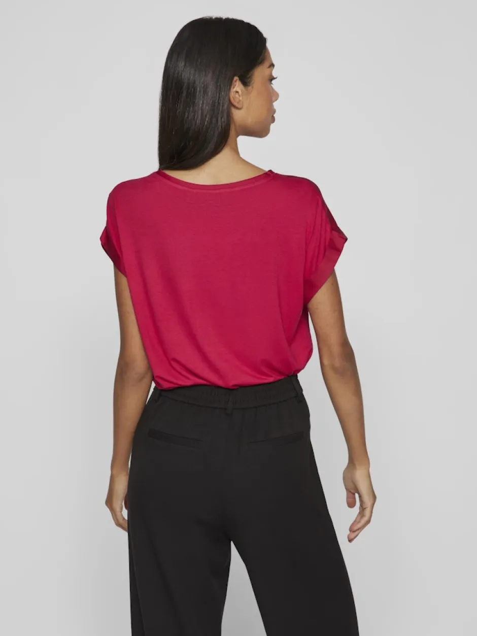 VIELLETTE S/S SATIN TOP - NOOS>Vila