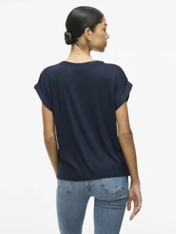 lyhythihainen toppi, VIELLETTE S/S SATIN TOP>Vila