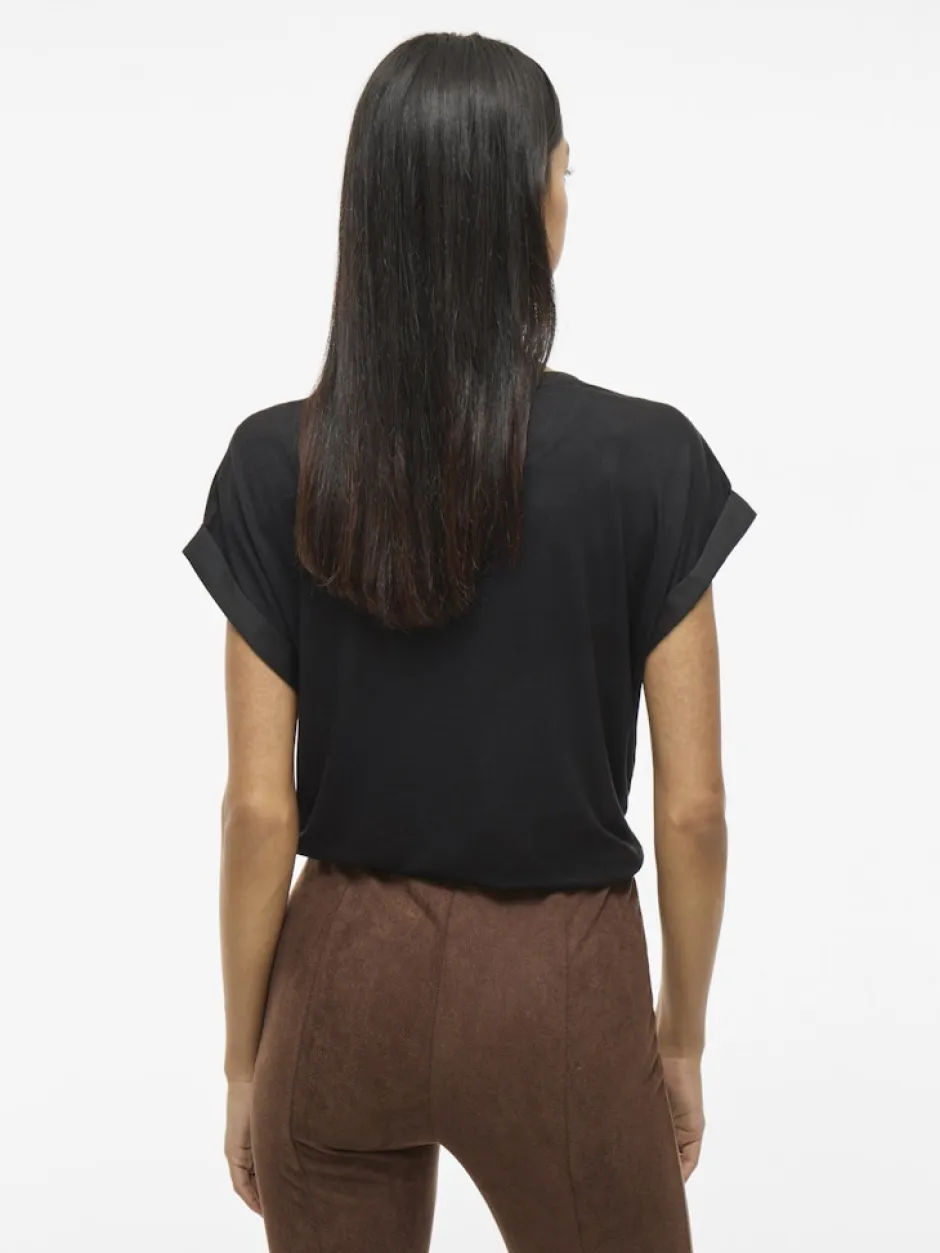 lyhythihainen toppi, VIELLETTE S/S SATIN TOP>Vila New