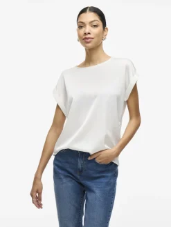 lyhythihainen toppi, VIELLETTE S/S SATIN TOP>Vila