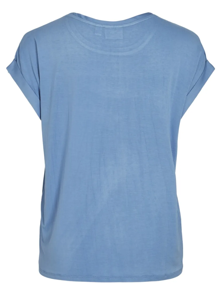 lyhythihainen toppi, VIELLETTE S/S SATIN TOP>Vila Discount