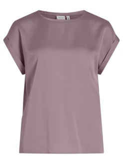 lyhythihainen toppi, VIELLETTE S/S SATIN TOP>Vila Hot