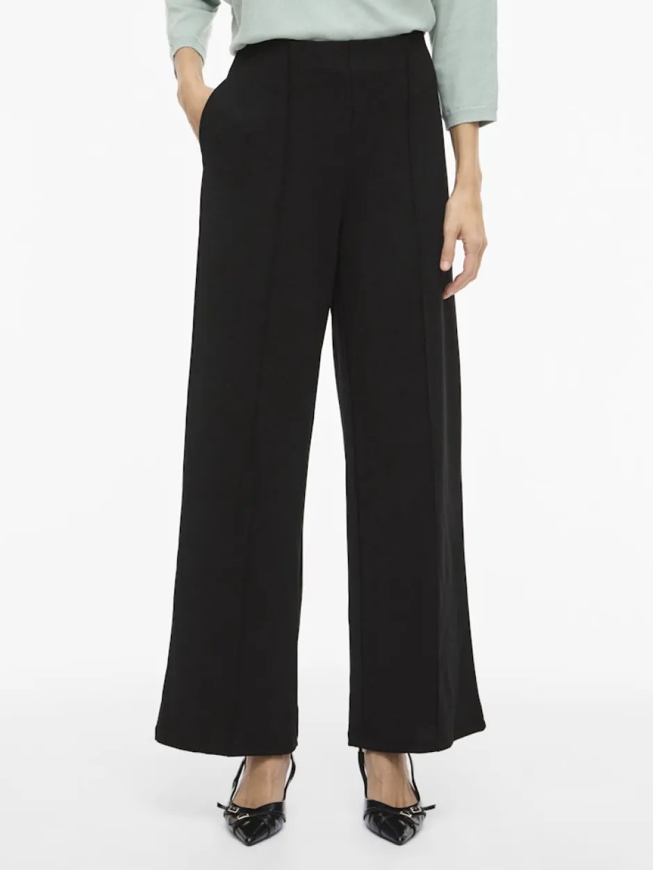 naisten housut VIWINNIE CLUA HW WIDE PANTS, musta>Vila Outlet