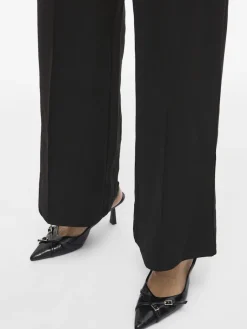 naisten housut VIWINNIE CLUA HW WIDE PANTS, musta><noscript><img width=
