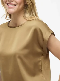 naisten lyhythihainen toppi K-Viellette S/S Satin Top - NOOS, Bistre><noscript><img width=