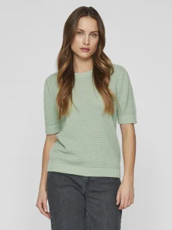 naisten neulepusero, VIDALO O-NECK S/S KNIT TOP>Vila New