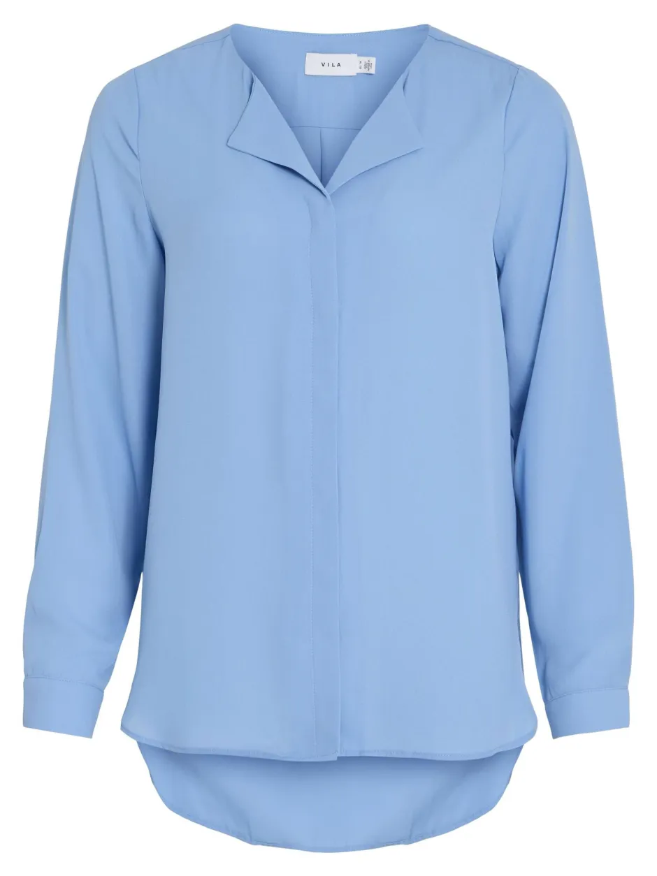 naisten paita Vilucy LS Shirt, sininen>Vila Best
