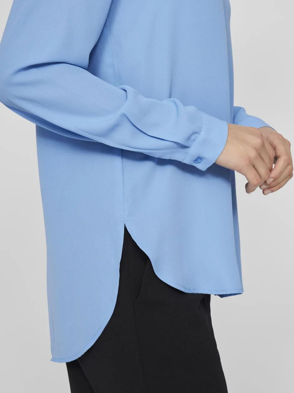 naisten paita Vilucy LS Shirt, sininen>Vila Best