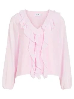 naisten pusero Viane L/S V-Neck Frill Top,><noscript><img width=